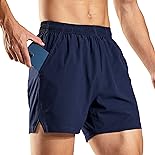 Haimont Mens Athletic Shorts 5 inch Inseam, Elastic Waist Lightweight Gym Shorts with Pockets, Quick Dry, Breathable, Navy, L