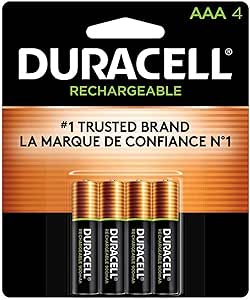 Duracell Rechargeable AAA Batteries, 4 Count Pack, Triple A Battery for Long-lasting Power, All-Purpose Pre-Charged Battery for Household and Business Devices