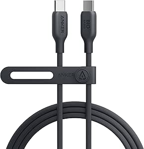 Anker 543 USB C to USB C Cable (140W 6ft), USB 2.0 Bio-Based Charging Cable for MacBook Pro 2020, iPad Pro 2020, iPad Air 4, Samsung Galaxy SamSung Galaxy S23+/S23 Ultra/S22 Ultra (Phantom Black)