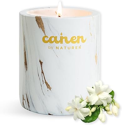 CANEN By NATURER Daisy Flower Scented Candle, Large Tin Jar Candle, Natural Candles for Home Scented, The Best Botanical Candles Gift, 60 Hours Long Burning (Jasmine Scent)