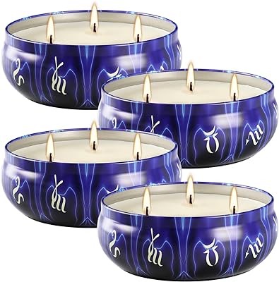 JHENG Citronella Candles, 4 x 80hrs Long Lasting 3 Wicks Scented Candles, Large 14.5 oz Decorative Indoor & Outdoor Candles for