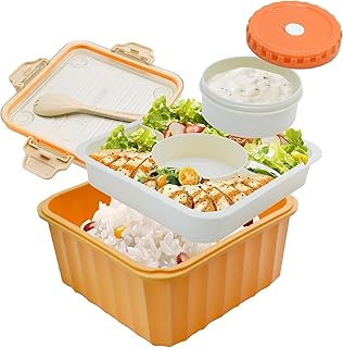 SidMing Tupperware Salade Compartiment, Lunch Box Bento Enfant Adultes, Snack Box avec Récipient à Sauce, Boite Pique Niqu...