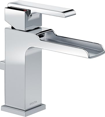 Delta Faucet Ara Single Hole Bathroom Faucet, Single Handle Bathroom Faucet Chrome, Waterfall Faucet, Metal Drain Assembly, Chrome 568LF-MPU