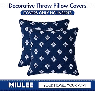 MIULEE Set of 2 Decorative Throw Pillow Covers Rhombic Jacquard Pillowcase Soft Square Cushion Case for Summer Couch Sofa Bed Bedroom Living Room, 12x12 Inch, Blue