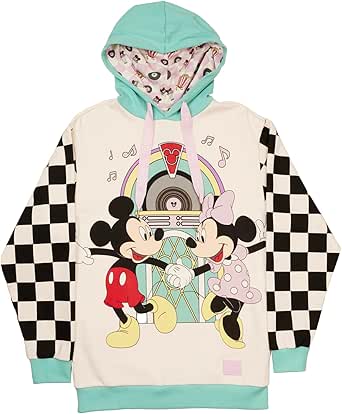 LOUNGEFLY Felpa unisex con cappuccio Disney Mickey e Minnie per appuntamenti notturni, taglia M