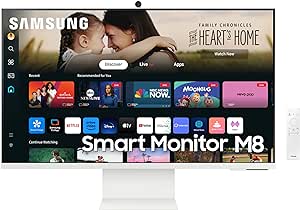 SAMSUNG 32-Inch M8 (M80D) Series 4K UHD Smart Monitor with Streaming TV, Speakers, HDR10+, AI Upscaling, USB-C, Ergonomic Stand, SlimFit Camera, Gaming Hub, LS32DM801UNXZA, 2024