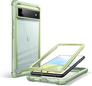 i-Blason Ares Series Designed for Google Pixel 6 Case (2021), Dual Layer Rugged Clear Bumper Case without Built-in Screen Protector (MintGreen)