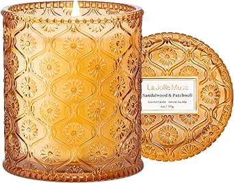 LA JOLIE MUSE Sandalwood &amp; Patchouli Scented Candle, Candles for Home Scented, 6 oz 40 Hours Burn, Candles Gift for Women &amp; Men