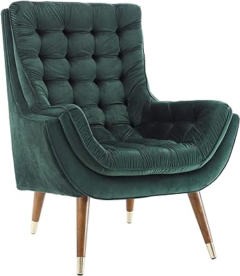Modway Suggest Button Tufted Upholstered Velvet Lounge Chair, Green