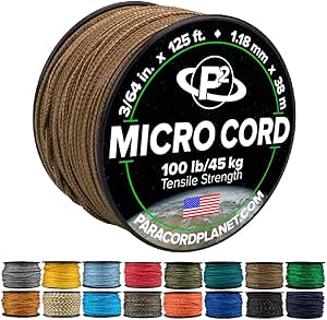 Paracord Planet Micro Paracord – Thin Braided Cord for Crafting, Fishing, and DIY Projects in 125 ft Spools – Coyote