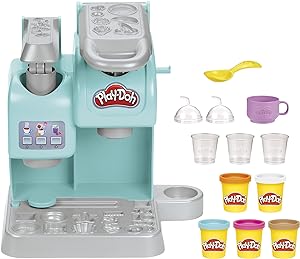 Play-Doh Kitchen Creations Colorful Cafe Playset with 5 Modeling Compound Colors, Play Food Coffee Toy for Kids 3 Years and Up, Non-Toxic