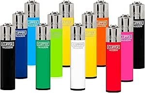 Clipper - Classic Large Reusable Lighter - Iconic Premium Refillable Lighters Bulk Pack - Replace Butane, Flint, and Spark Wheel for Unlimited Lights - 12 Pack - Assorted Solids