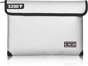 Fireproof Bag with 5200℉ Thermal Insulated, Waterproof Fireproof Box with Zipper, Fire proof Money Bag for Cash, Fireproof Safe Bags for Home Safe Bank Valuable Documents (11&#34;x7.7&#34;, Silver)