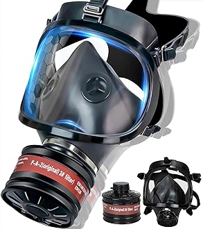 Image of NBWAN Gas Masks Survival Nuclear and Chemical with 40mm Activated Carbon Filter, Full Face Gas Mask Respirator with Filters for Organic Vapor, Chemicals, Paint, Dust, Spray, Welding