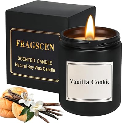 FRAGSCEN Vanilla Cookie Scented Candles, Vanilla Candle for Home, Candles Gifts for Women, Candles for Home Scented,Natural Soy Wax Candle, Candles for Bedroom, Bathroom & Kitchen 7oz 40 Hours