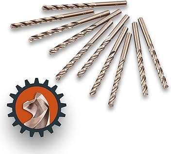 Image of Lichamp 1/4" HSS Cobalt Drill Bits 10PCS with Three Flute for Hard Metal, Hardened Stainless Steel and Cast Iron