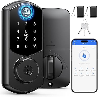 BesBuy Smart Lock 7 in 1 Keyless Entry Door Lock, Fingerprint App Remote Control Electronic Deadbolt Keypad Door Lock, Front Door Lock Deadbolt, Easy Installation, Smart Door Lock for Homes and Hotel