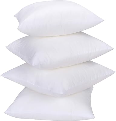 Ramanta Home Throw Pillow Insert (12x12 Inches, Set of 4) - Decorative Square Pillows for Bed and Couch