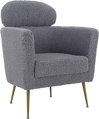 ALPHA HOME Living Room Chair Cashmere Lounge Chair Lazy Couch Simple Modern Leisure Chair Backrest Removable Living Room, Balcony, Bedroom Single Chair,Grey.