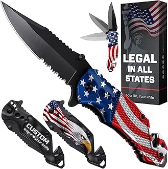 Image of GOOD WORKER Pocket Knife American Flag - Small Legal Knives fo EDC - Patriotic American Gifts - US Flag Tactical Folding Knives for Men Boys Teenage - Nice Hand Folding Knife United States 6680 F