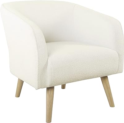 HomePop Modern Swoop Accent Chair, Cream