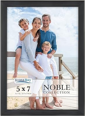 Icona Bay 5x7 Black Picture Frame, Modern Professional Frame, Noble Collection