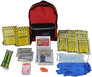 Ready America 70280 72 Hour Emergency Kit, 2-Person, 3-Day Backpack, Includes First Aid Kit, Survival Blanket, Portable Preparedness Go-Bag for Camping, Car, Earthquake, Travel, Hiking, and Hunting, Red