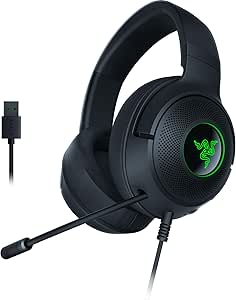 Razer Fone de ouvido Kraken V3 X com fio USB para jogos: construção leve - Drivers TriForce 40 mm - microfone cardioide hiperclaro - som surround 7.1 - iluminação RGB cromada - preto