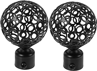 DOITOOL 2Pcs Curtain Finials Black Drapery Rail Pole Head Cap Window Treatment Finials Decorative Window Curtain Rail End ...