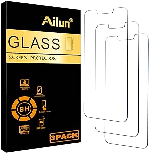 Ailun Glass Screen Protector for iPhone 14 / iPhone 13 / iPhone 13 Pro [6.1 Inch] Display 3 Pack Tempered Glass, Case Friendly