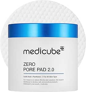 Medicube Zero Pore Pads 2.0, Dual-Textured Facial Toner Pads for Exfoliation and Pore Care with 4.5% AHA Lactic Acid &amp; 0.45% BHA Salicylic Acid, Ideal for All Skin Types, Korean Skin Care (70 Pads)