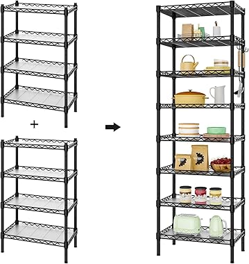 Forthcan 8-Tier Wire Shelving Unit, 8 Shelves Metal Shelving for Storage, Adjustable Heavy Duty Storage Shelves or Two 4-Tier