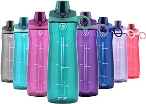 Pogo 32oz Plastic Water Bottle with Chug Lid and Carry Handle, Reusable