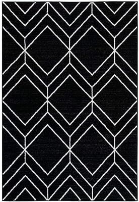 SAFAVIEH Adirondack Collection Area Rug - 5'1" x 7'6", Black & Ivory, Modern Geometric Design, Non-Shedding & Easy Care, Ideal for High Traffic Areas in Living Room, Bedroom (ADR241Z)