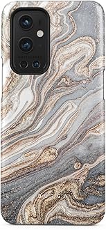 Image of BURGA Phone Case Compatible with OnePlus 9 PRO - Hybrid 2-Layer Hard Shell + Silicone Protective Case -Grey & Gold Shades Marble Nude Natural Brown Sand - Scratch-Resistant Shockproof Cover