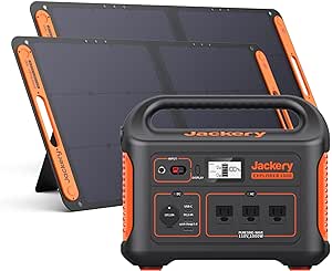 Jackery Solar Generator 1000, 1002Wh Capacity with 2xSolarSaga 100W Solar Panels, 3x1000W AC Outlets, Portable Power Station Ideal for Home Backup, Emergency, RV Outdoor Camping Black, Orange