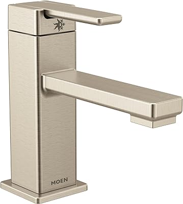 Moen S6710BN 90 Degree One-Handle Single Hole Modern Bathroom Sink Faucet, Brushed Nickel
