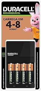 DURACELL - Carregador de Pilhas Recarregáveis AA e AAA Com 4 Pilhas AA