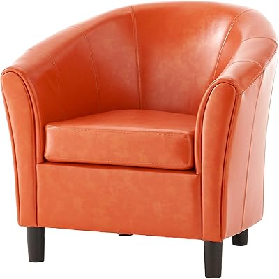 Christopher Knight Home Napoli Bonded Leather Club Chair, Orange 31.69 by 27.92 by 30.7