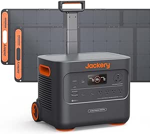 Jackery Solar Generator 3000 PRO 400W, 3024Wh Power Station with 2x200W Solar Panels, Fast Charging in 2.4 Hours, Intelligent BMS, 2xPD 100W Ports for RV Outdoor Camping &amp; Power Outages Black, Orange