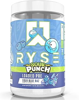 Ryse Loaded Preworkout Powder 435 g, Sour Punch Blue Raspberry, 30 Servings