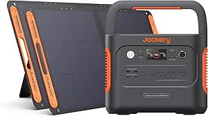 Jackery 1000 Plus Solar Generator, 1264Wh Portable Power Station with 2xSolarSaga 100W Solar Panels, 2000W Output Expandable Home Backup Power for Off-grid Living, Outdoor Camping and Exploration