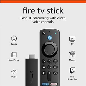 Amazon Fire TV Stick, HD, sharp picture quality, fast streaming, free &amp; live TV, Alexa Voice Remote with TV controls