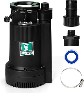 1/4HP Portable Water Pump, 2110GPH Submersible Utility Pump with 3/4” Garden Hose Check Valve Adapter Electric Sump Pump, ...