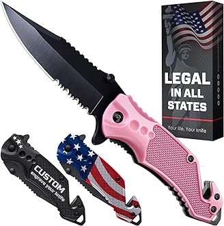 Image of GOOD WORKER 2.95” Serrated Blade Pink Knife - Pocket Knife for Women - Self Defense Knife - Pink Knives - Cute Womens Girl Knife - Womens Folding Knife - Pink Pocket Knife - Mothers Day Gift - 6680 P