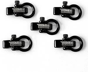 1,650 LBS TITAN Survival Shackles for Paracord Bracelets (5-Pack) | Black | Stylish Premium Metal Clasps.