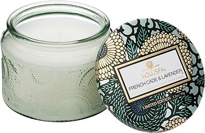 Voluspa French Cade Lavender Candle, 3.2 oz, Coconut Wax Blend, Scented Candles for Home, 25 Hour Burn Time, Candle Jars