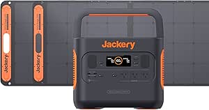 Jackery Solar Generator 2000 PRO 2160Wh Capacity with 2X SolarSaga 200W, 3 x 2200W AC Outlets, Fast Charging, Ideal for Home Backup, Emergency, RV Outdoor Off-Grid Camping