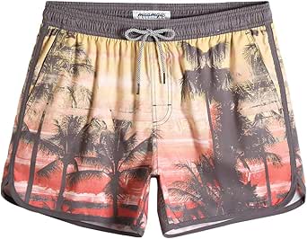 maamgic Mens Boys Short 80s 90s Vintage Swim Trunks with Mesh Lining Quick Dry Swim Suits Board Shorts