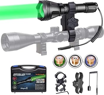 Image of Odepro KL52Plus Zoomable Hunting Light with Red Green White IR850 Interchangeable Modules, Predator Flashlight with Pressure Switch, for Hog Coyote and Varmint Hunting